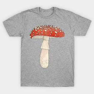 One Amanita Muscaria Watercolor Mushroom Illustration - Forest Floor Series T-Shirt
